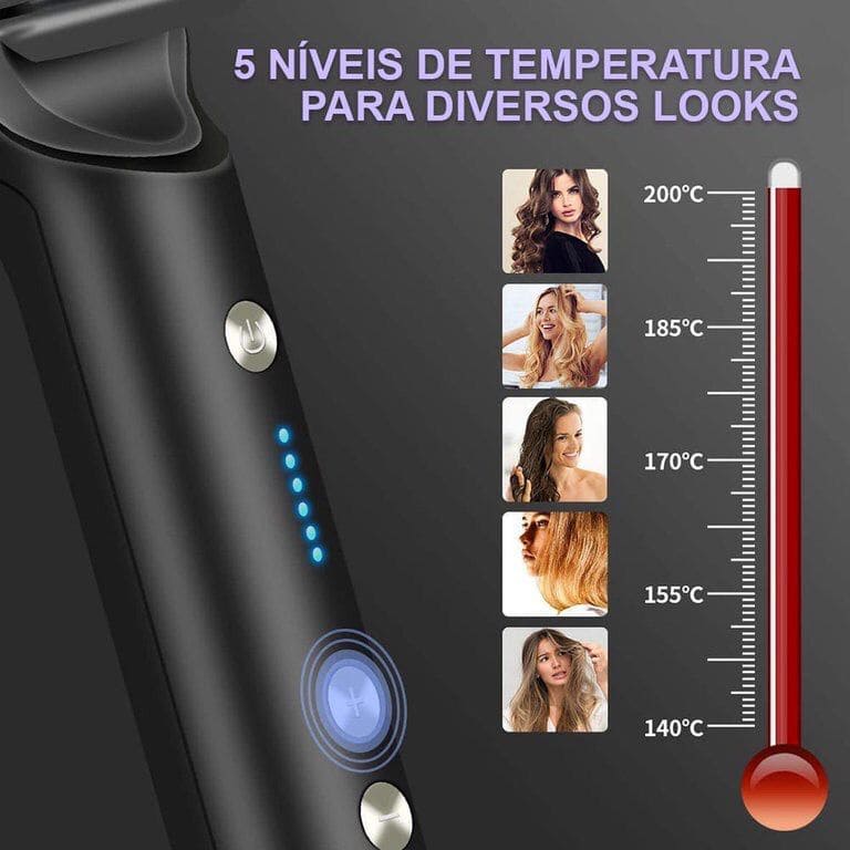 Escova Alisadora 5 em 1 - Alisa, Hidrata, Modela, Alinha e Anti-Frizz